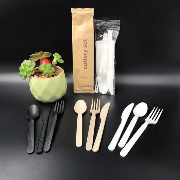 biodegradable bamboo wooden cutlery  napkin spoon fork knife toothpick packing machine manufacture