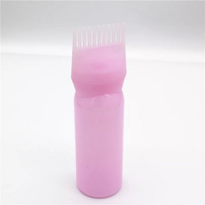 Beauty Salon Hair Coloring Dye Dispensing Oil Applicator Bottle Hair Dye Oil Applicator Bottle With Comb Brush