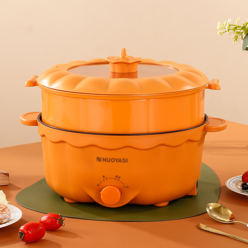 Instant Orange and Green Electric Cooking Pot For Household Room And Dormitory Office Electric Kitchen Pot