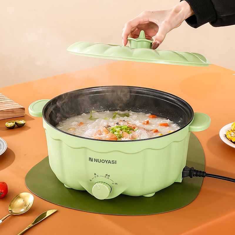 Instant Orange and Green Electric Cooking Pot For Household Room And Dormitory Office Electric Kitchen Pot