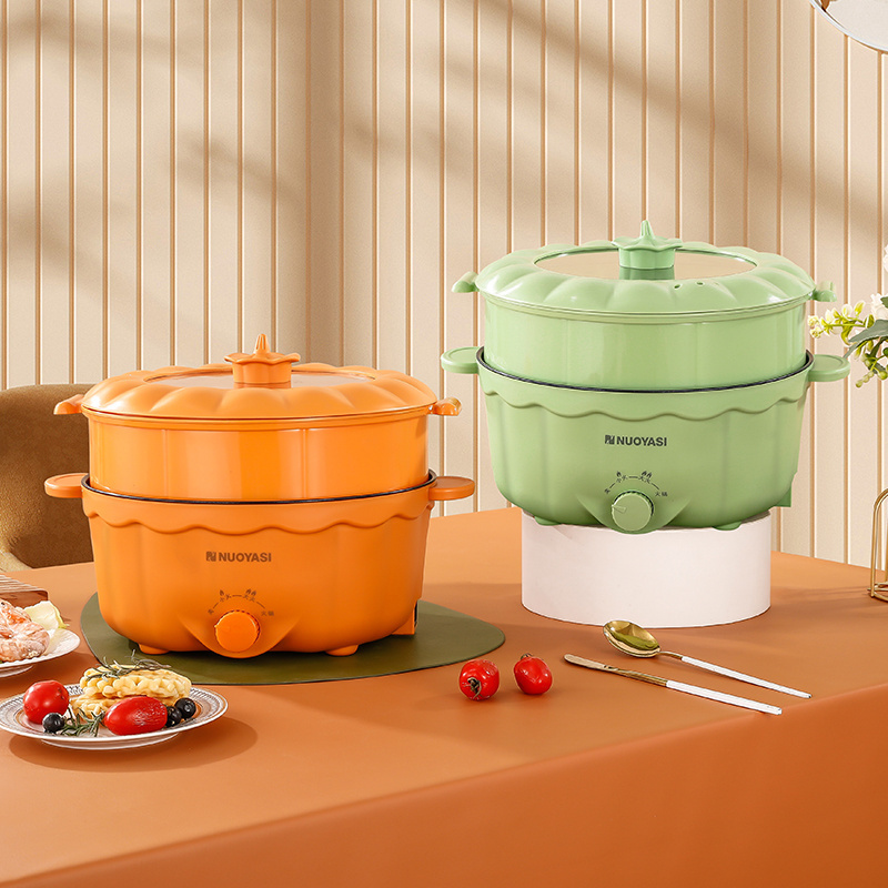 Instant Orange and Green Electric Cooking Pot For Household Room And Dormitory Office Electric Kitchen Pot