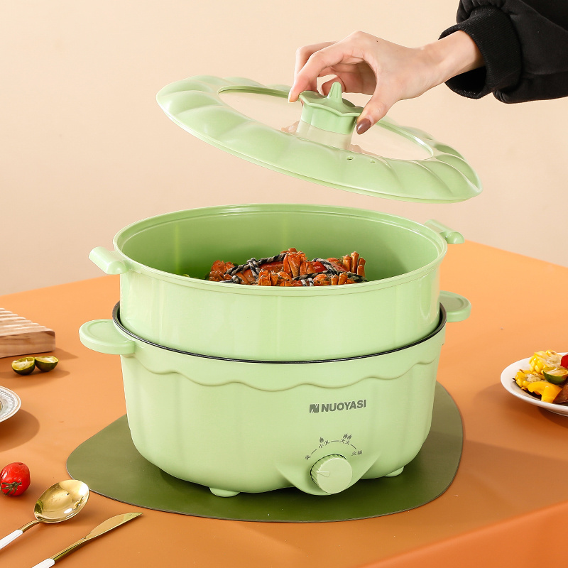 Instant Orange and Green Electric Cooking Pot For Household Room And Dormitory Office Electric Kitchen Pot