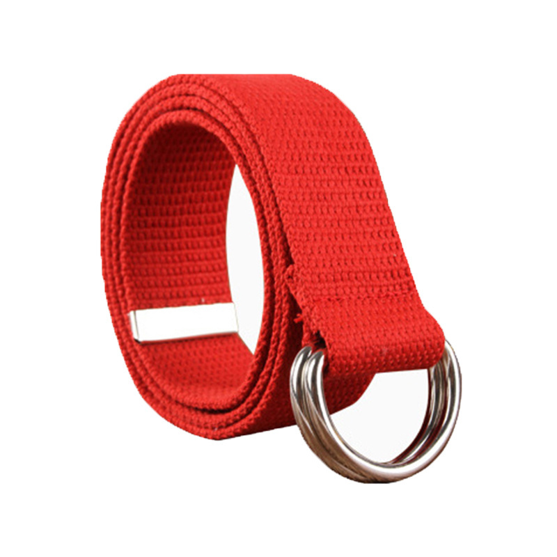 New Fashion Solid Canvas Colorful With D Ring Buckle Plain Cotton Webbing Belts With Metal Tips