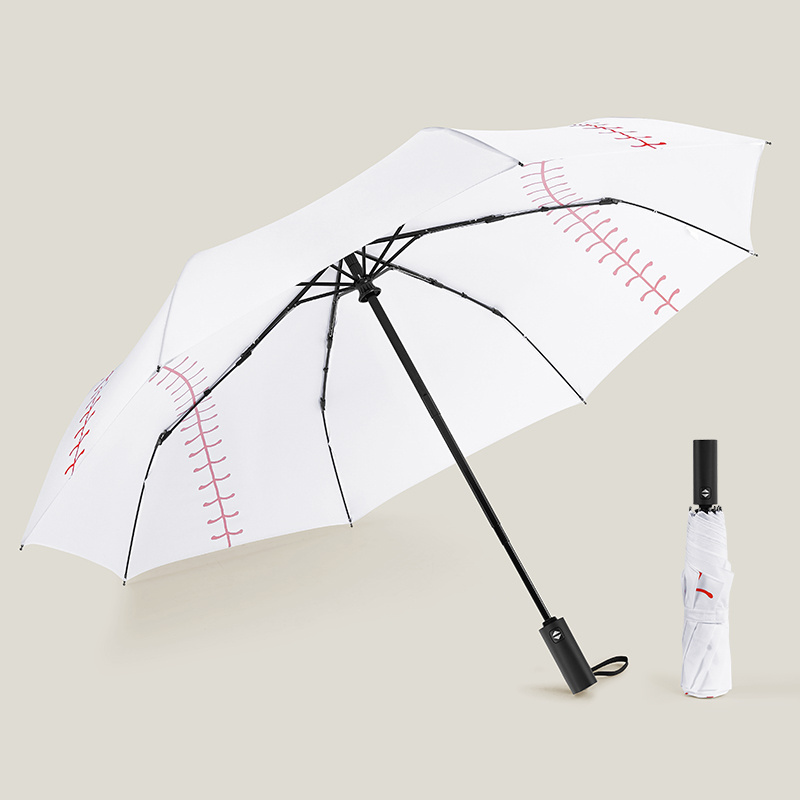 Novelty scooter sports auto open and close windproof stormproof travel sun compact three folding baseball umbrella