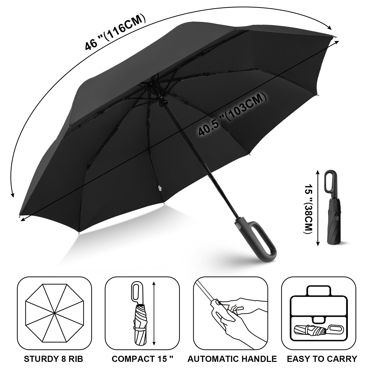 New men women three fold portable travel three sun auto open and close compact folding umbrella with buckle handle