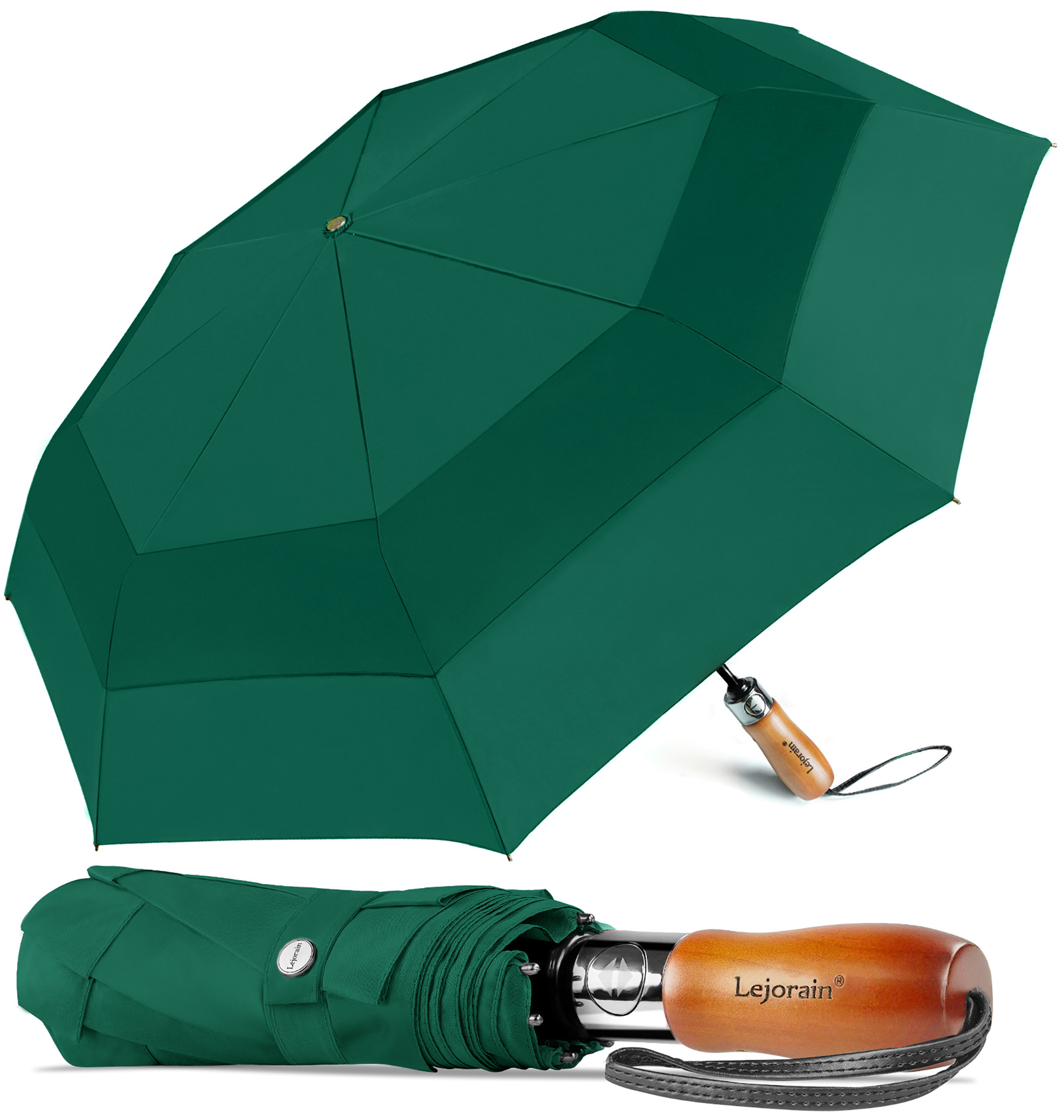 Compact Travel  Extra Large Folding Automatic Umbrella for Mens 54 inch Sturdy Collapsible Rain 27inch Fold Umbrella