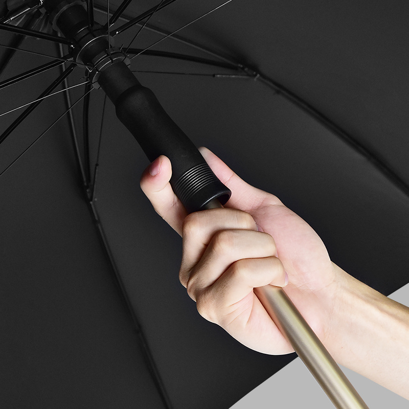 Safe Style Waterproof Manual Open Windproof and Waterproof Straight Crutch Older Walking Stick Umbrella