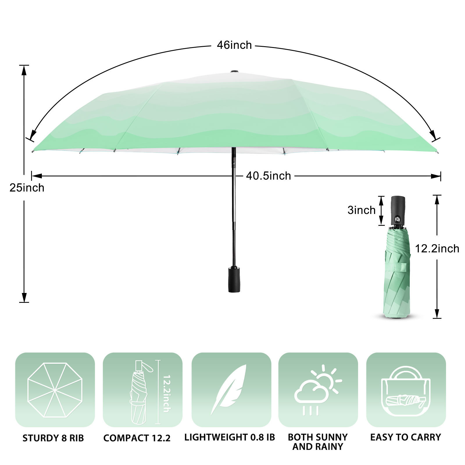 Womens Tiny Sun Umbrella Automatic Upf Sturdy Collapsible Car Umbrella Windproof Generic Fold Sombrilla for Backpack