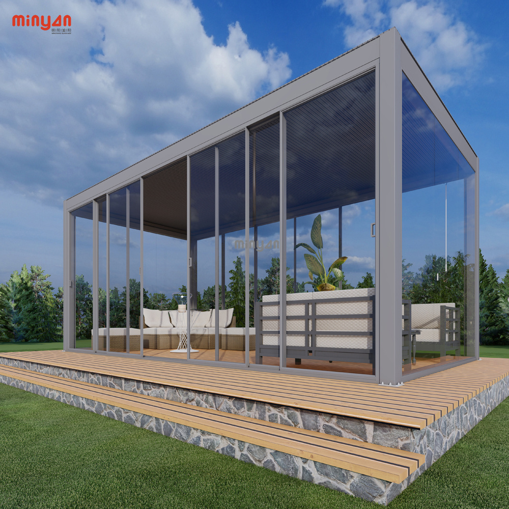 pergola bioclimatica Outdoor Waterproof Canopy Awning marble gazebo