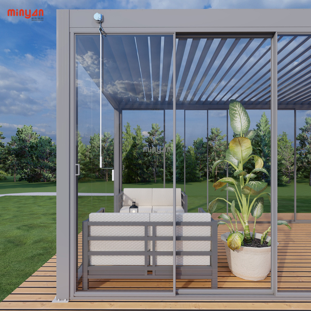 Multifunctional Plantation Shutters Glass Louvered Hardware Patio Cover canopy gazebo pergola