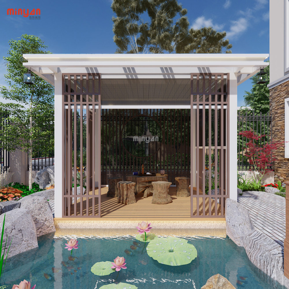 canopy Glass Louvered Hardware Opening Roof Outdoor Kitchen With Pergola Motorized Gazebo