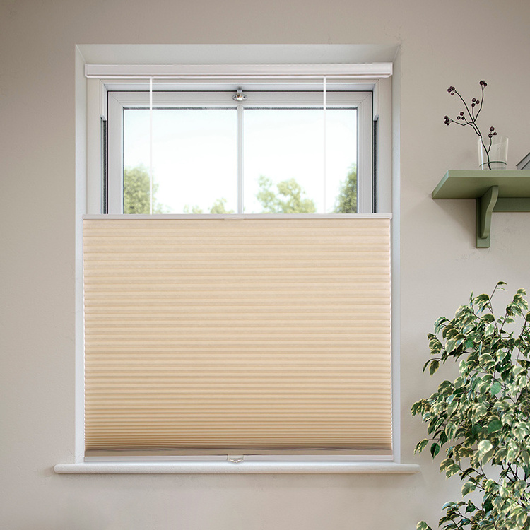 Hotel No Drill Cellular Blinds Double Cell Cordless Honeycomb Blinds 100% Polyester French Window Custom Size Support Wide Blade