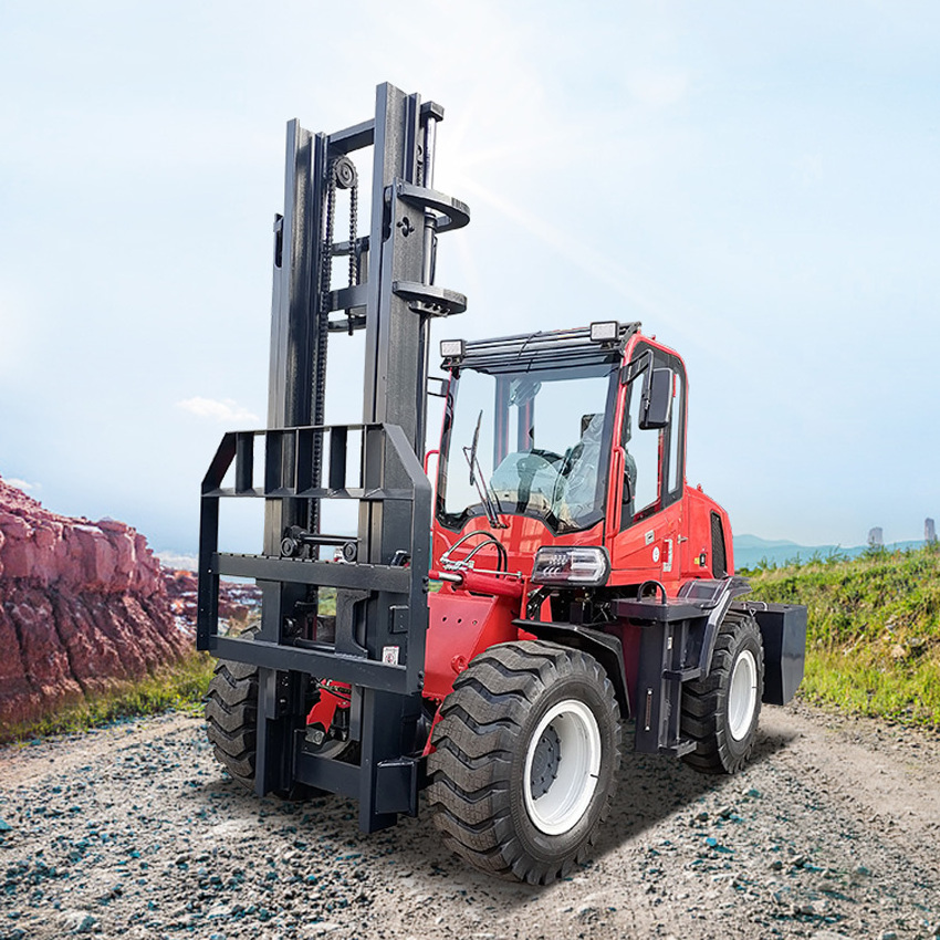 Brand new 4wd forklift 5000kg diesel off-road forklift all terrain forklift with forks/attachments