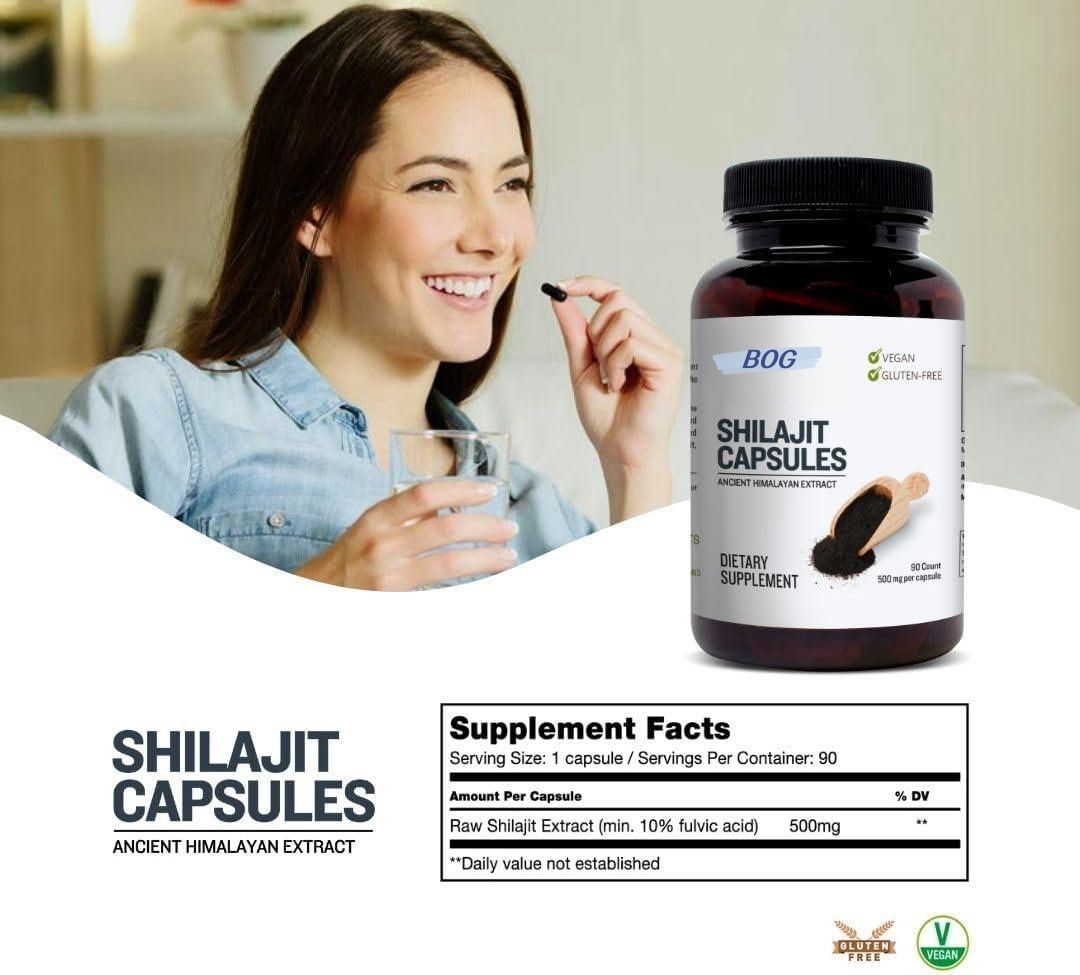 OEM/ODM Natural Shilajit Organic Extract No Fillers & Binder Resin Health Supplement Immune & Anti-Fatigue Shilajit Capsules