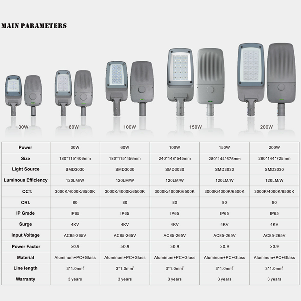 High Quality 100W-200W Outdoor Waterproof IP65 Die Casting Aluminum LED Street light Road Application