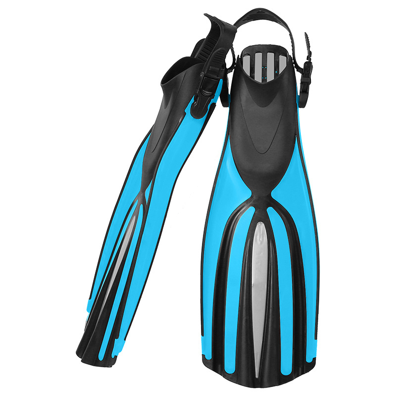 Custom logo Long Blade Open-Heel Adjustable TPR Strap PP Swimming Diving Fins 37-46 Adult Mid-Length Snorkeling Fins