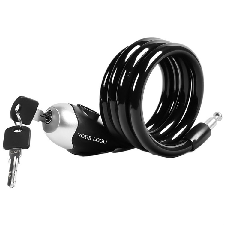 Portable Bicycle Personal Anti Theft Unlocking Key Black Bike Cable Lock