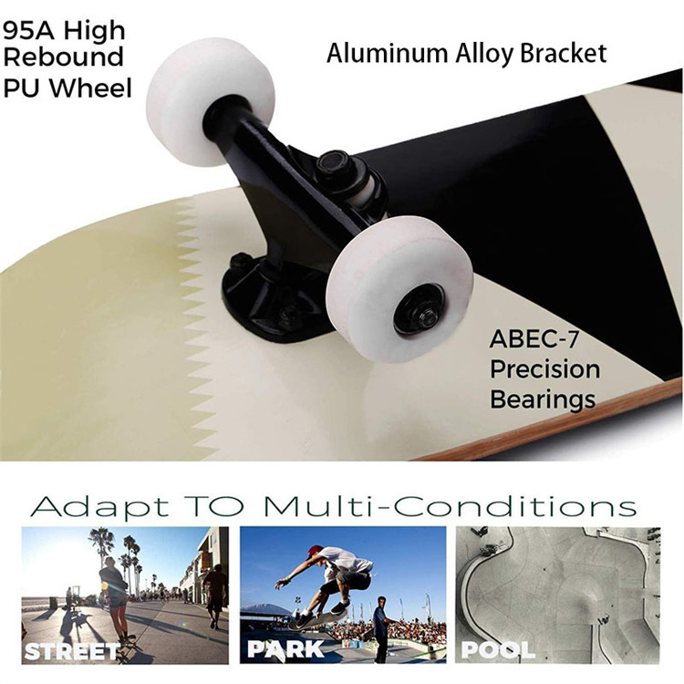 Aluminum Alloy Maple Deck PU Skateboard High Rebound PU Wheel And Wear Resistant Skateboard