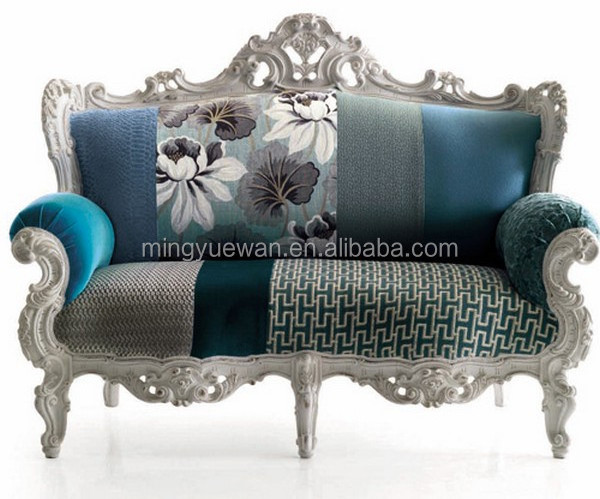 Antique Reproduction Sofa Furniture Chinese Manufacturer French Style Baroque and Carved 2 Seat Sofa Furniture