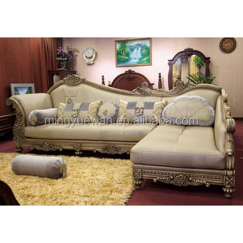 Antique Reproduction Sofa Furniture Chinese Manufacturer French Style Baroque and Carved 2 Seat Sofa Furniture