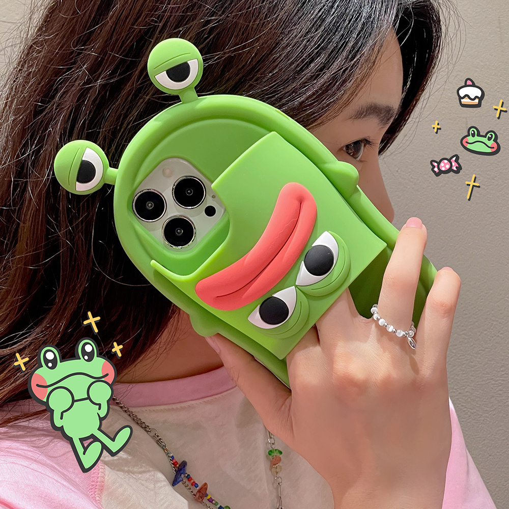 Funny frog cute 3d cartoon mobile phone cell case covers for iphone 12 13 14 pro max silicone phone case cover