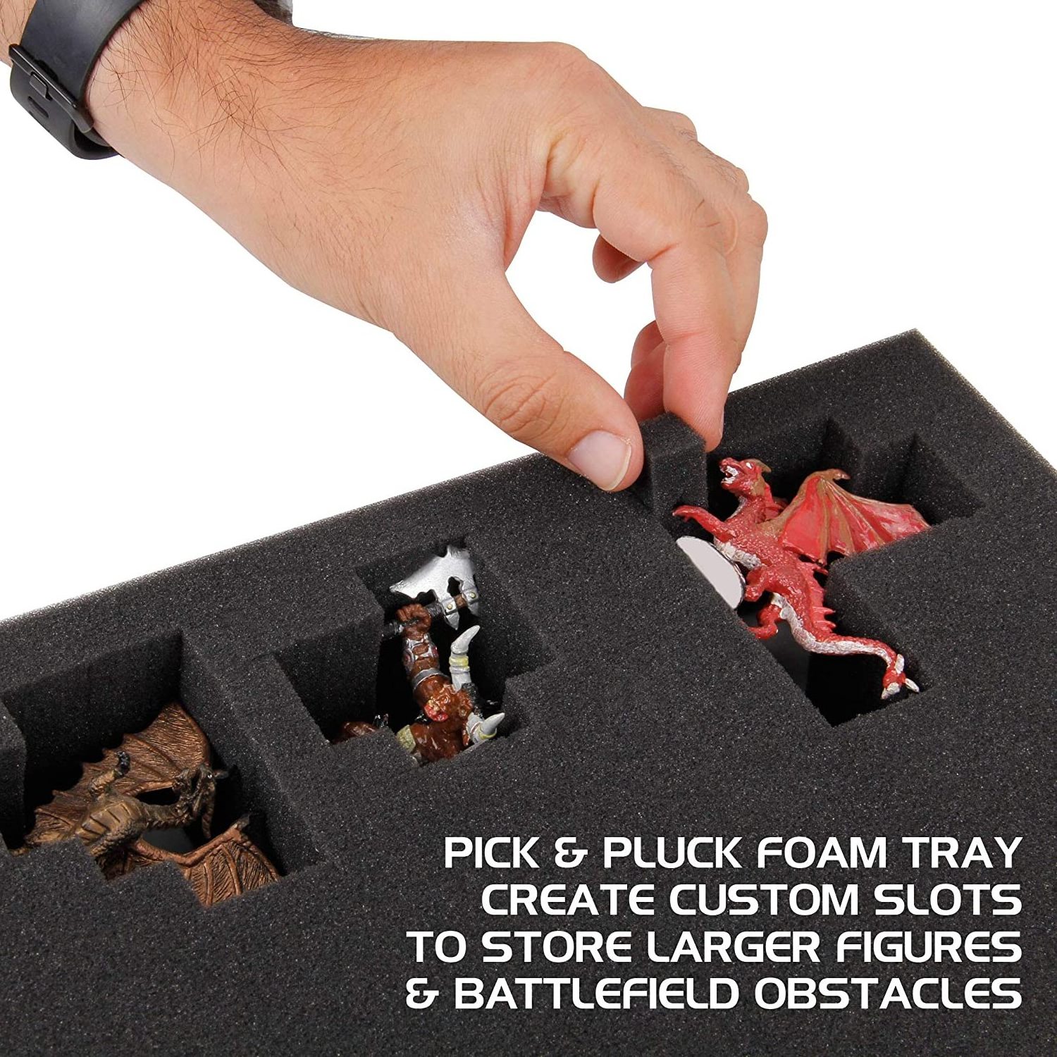 Portable Miniature Figure Storage & Carrying Case - 4 Foam Layers fits 108 Infantry Minis & Pick & Pluck for Large Figures