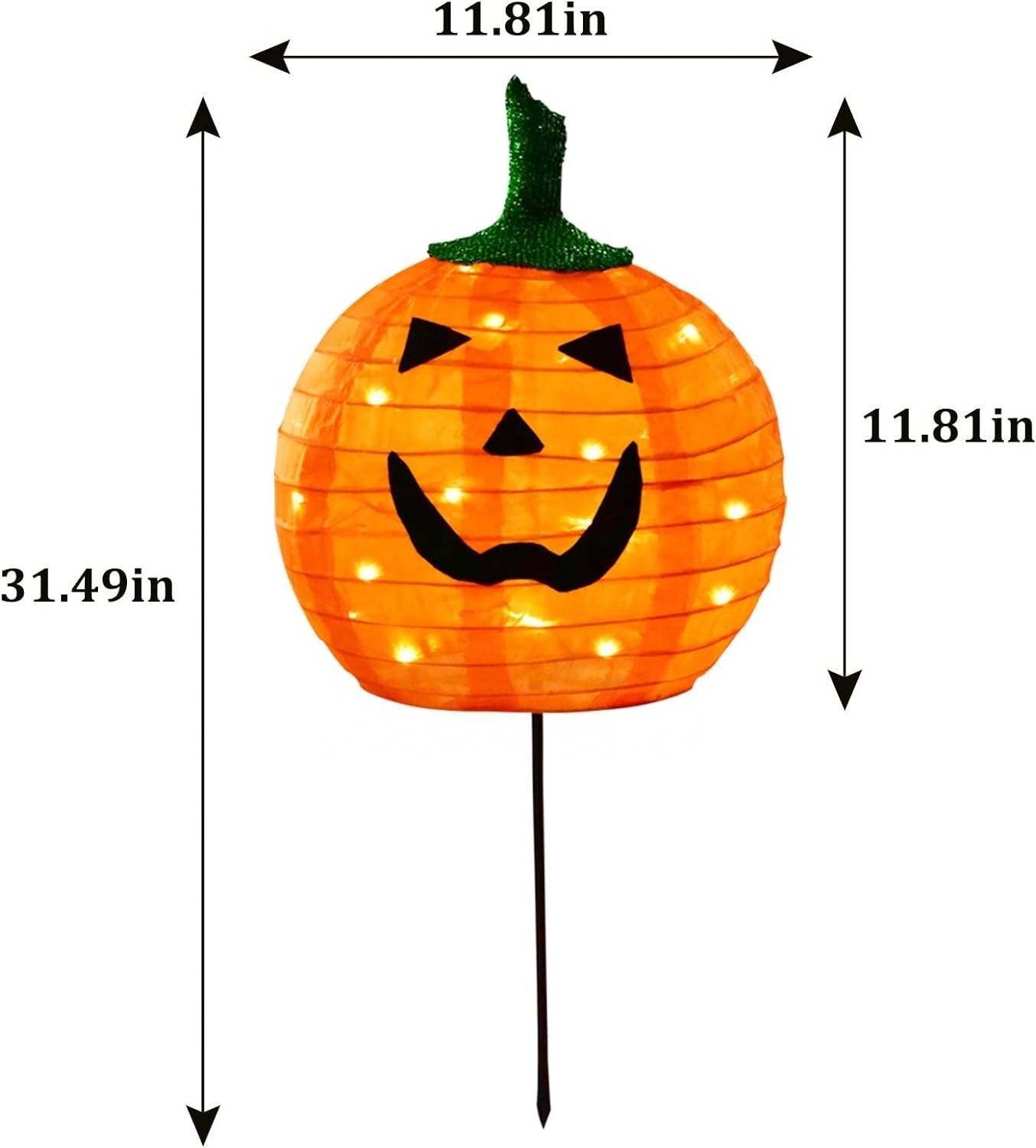 Solar Halloween Pumpkin LED Lights with Smiling Face, Set of 2