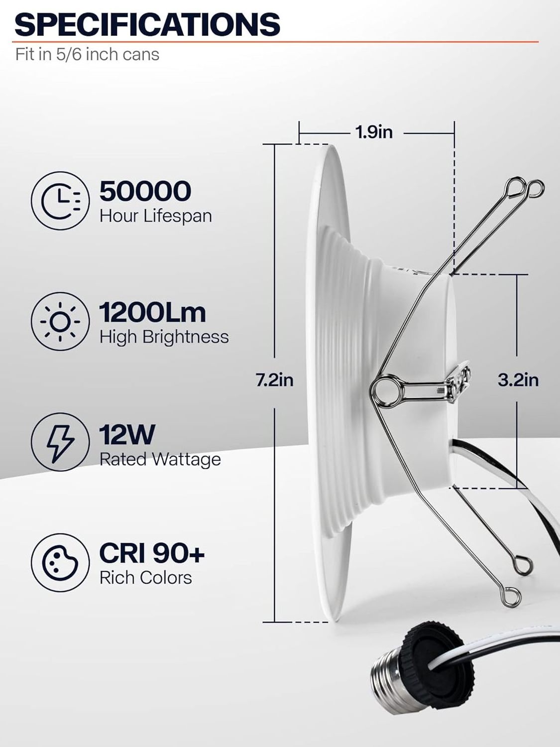 1 Pack 5/6 Inch LED Can Lights Retrofit Recessed Lighting 5CCT 6 Inch Recessed