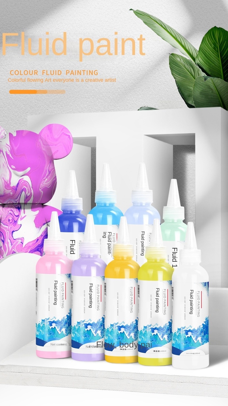 Fluid Paint 100ml diy creative Painting Fluid Bear Liquid paint 20 colours flowing acrylic paint