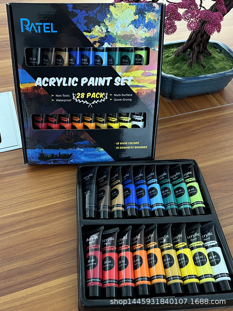 Acrylic paint 24-color set art paint small tubes hand-painted waterproof non-fading acrylic paint wholesale