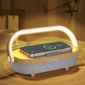 LED Night Light, Bedside Lamp with Wireless Charger, 4 in 1 Touch Charger Lamp