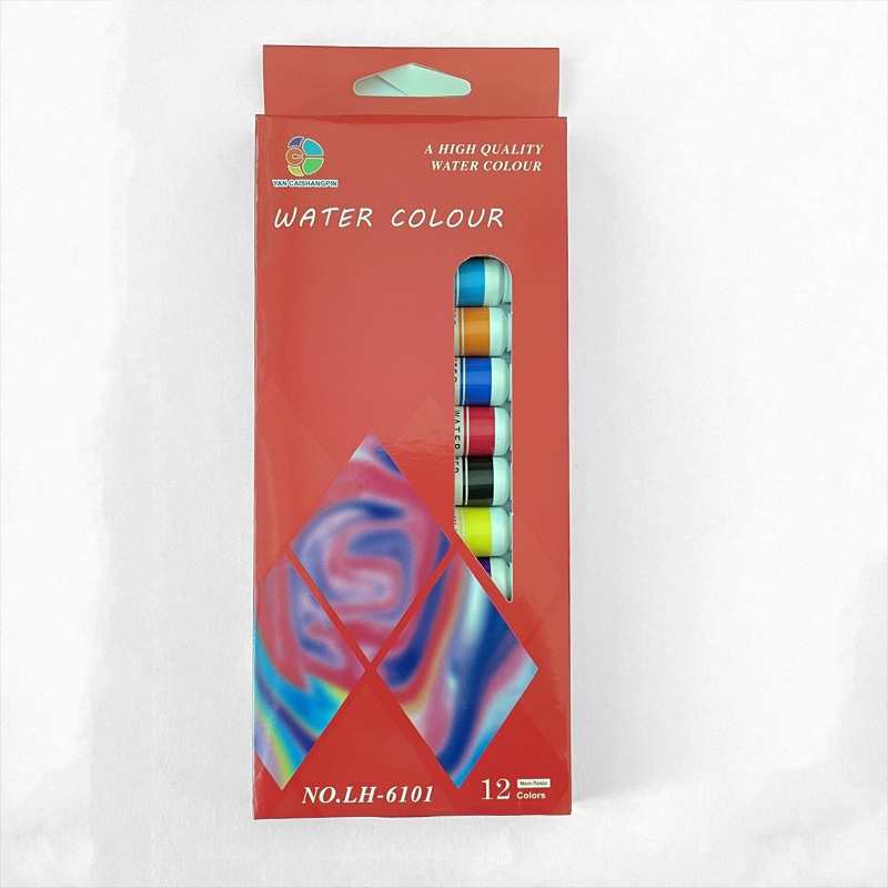 12ml acrylic paint set factory direct sale 12/18 color kids gouache paper toolbox watercolor pigment wholesale