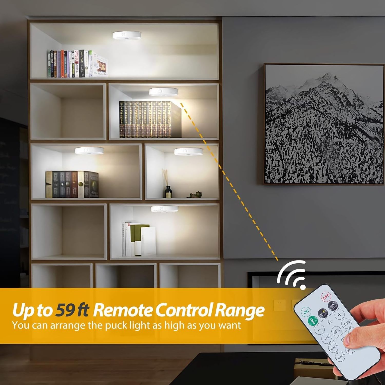 Led Under Cabinet Lights, Wireless Motion Sensor Rechargeable Light with Remote