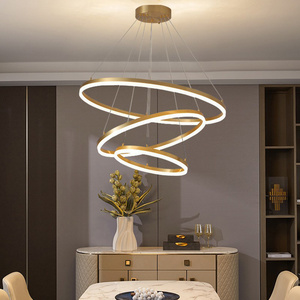 Contemporary Hanging Ceiling Globe Ring Luxury Acrylic Nordic Round Modern Lamp Lampen Chandelier Led Circle Pendant Light