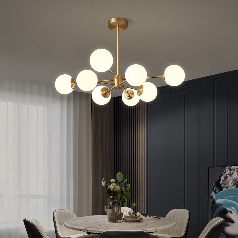 Gold Ball Luxury Iron Drop Hanging Nordic Black Ceiling Milk Glass Kitchen lampen Modern Glass Chandeliers Lamp pendant light