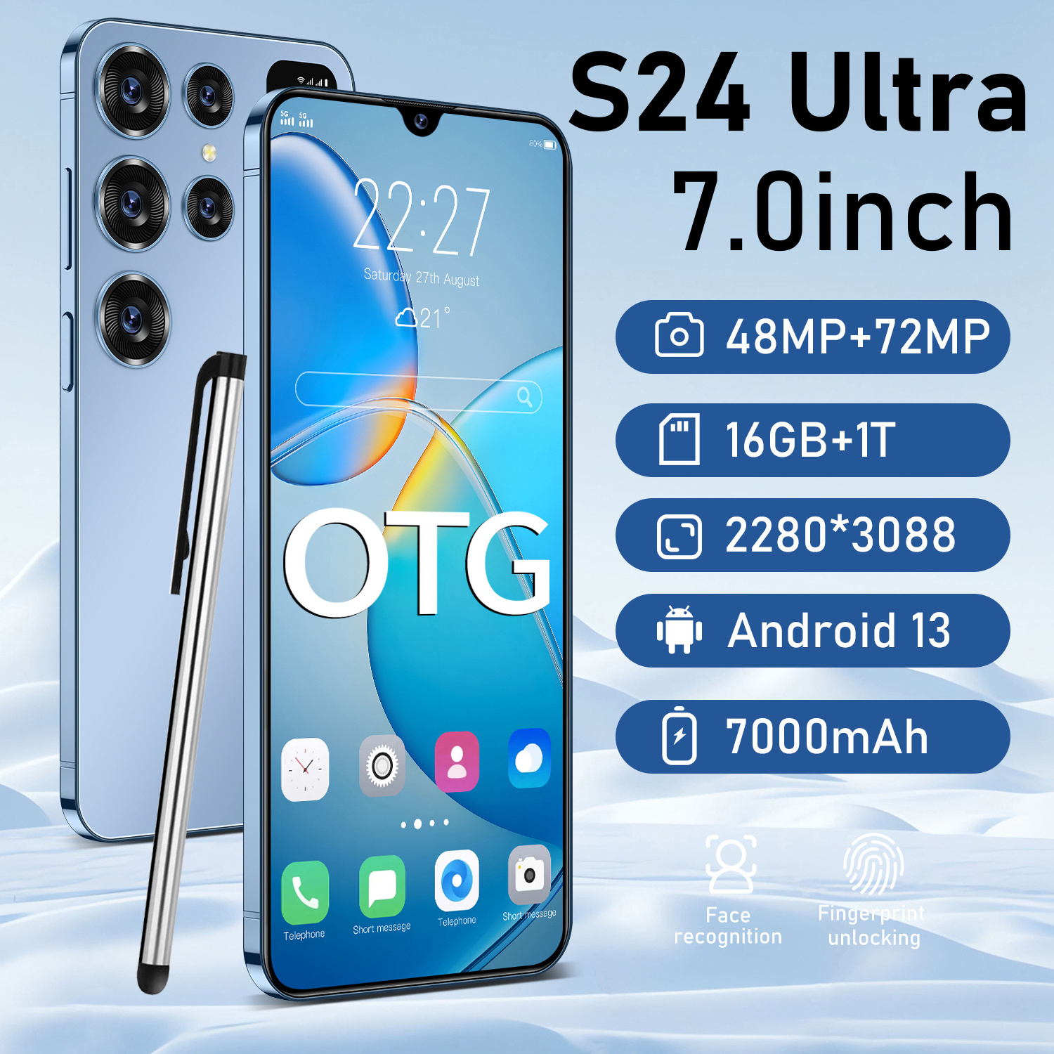 Cellphone Original S24 Ultra 16GB+1TB Smartphone 7inch Unlocked dual card 5G Phones Android 13.0 Mobile phones