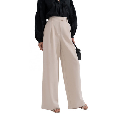 Hot model Silk Pants for Women Simple Silk Trousers High Waist Silk Pants Pockets Side Women pants BASIC TROUSERS