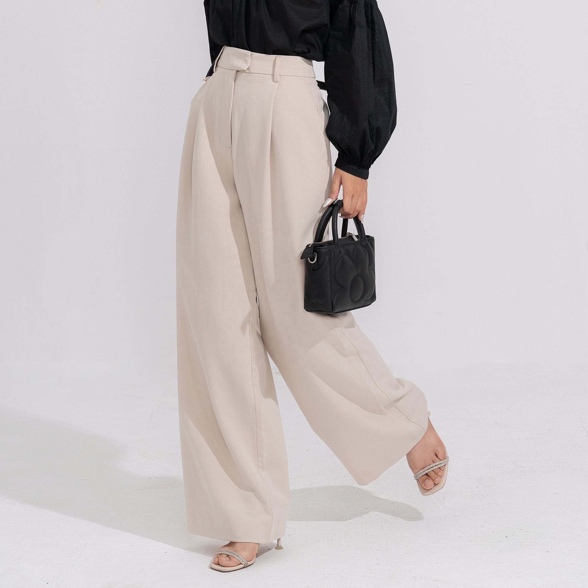 Hot model Silk Pants for Women Simple Silk Trousers High Waist Silk Pants Pockets Side Women pants BASIC TROUSERS