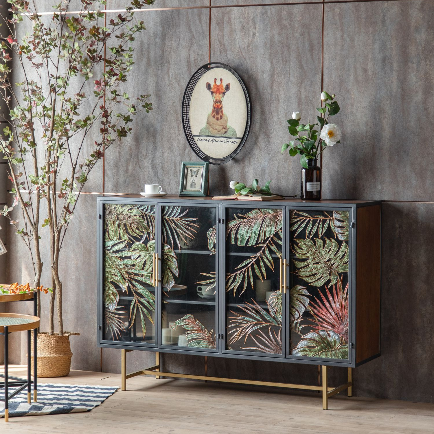 Minhui American iron cabinet side cabinet living room storage cabinet, window display, decorative TV unit cabinet