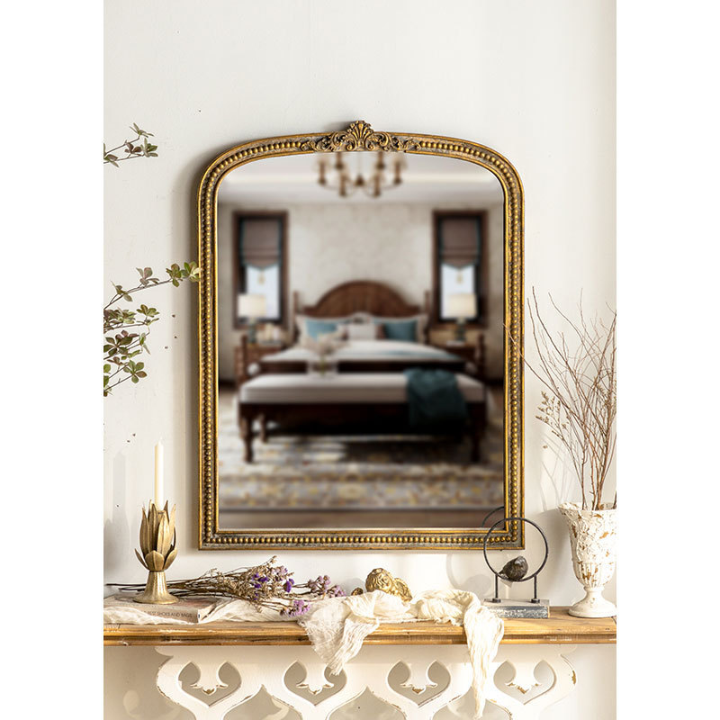 Contemporary Luxurious Fancy Wall Mirrors Arched Metal Frame Decor Hanging Big Mirrors Decor Wall