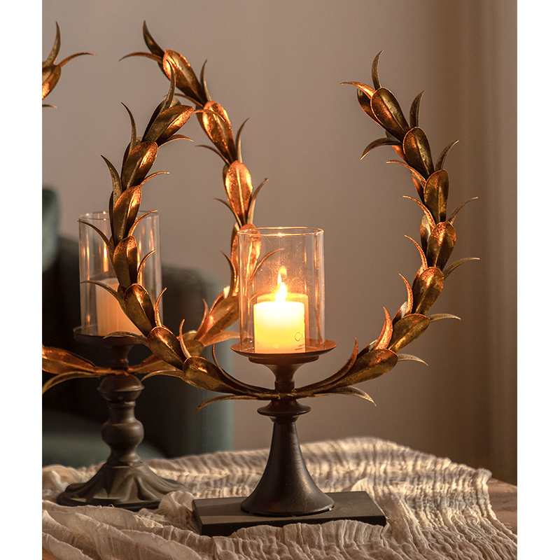 Moroccan Design Antique Iron Candle Holder Decorative Retro Gold Metal Candlestick For Home Decor