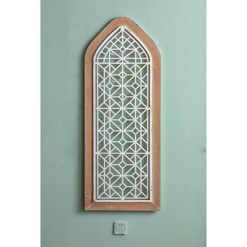 Farmhouse Wooden Window Frame Decor Interior Arch Shape Wall Decor Home Distressed Antique Wall Art With 2 Colors