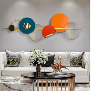 Home Indoor Multicolor Round Metal Decorative Horizontal Pendant Wall Hanging Decor Art for TV Background Home Decorations