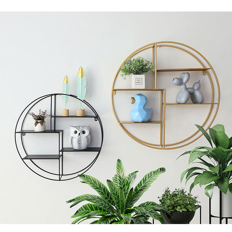 Multi Function Simple Home Bathroom Living Room Organizer Metal Small Polygon Wire Wall Storage Rack