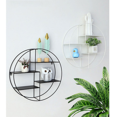 Multi Function Simple Home Bathroom Living Room Organizer Metal Small Polygon Wire Wall Storage Rack