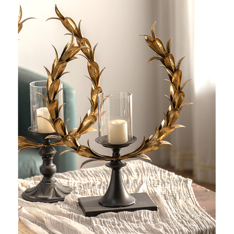 Moroccan Design Antique Iron Candle Holder Decorative Retro Gold Metal Candlestick For Home Decor