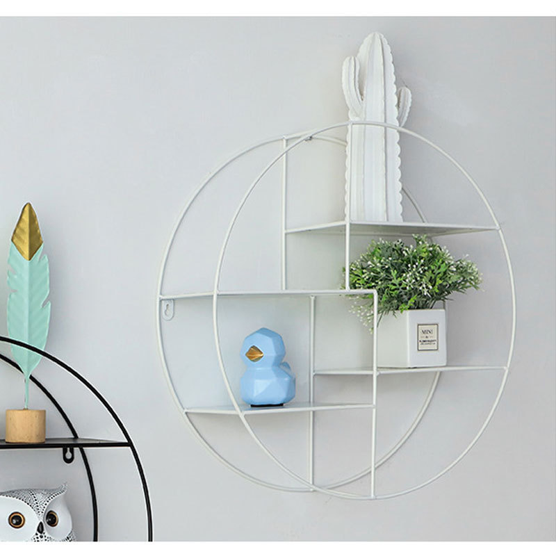 Multi Function Simple Home Bathroom Living Room Organizer Metal Small Polygon Wire Wall Storage Rack