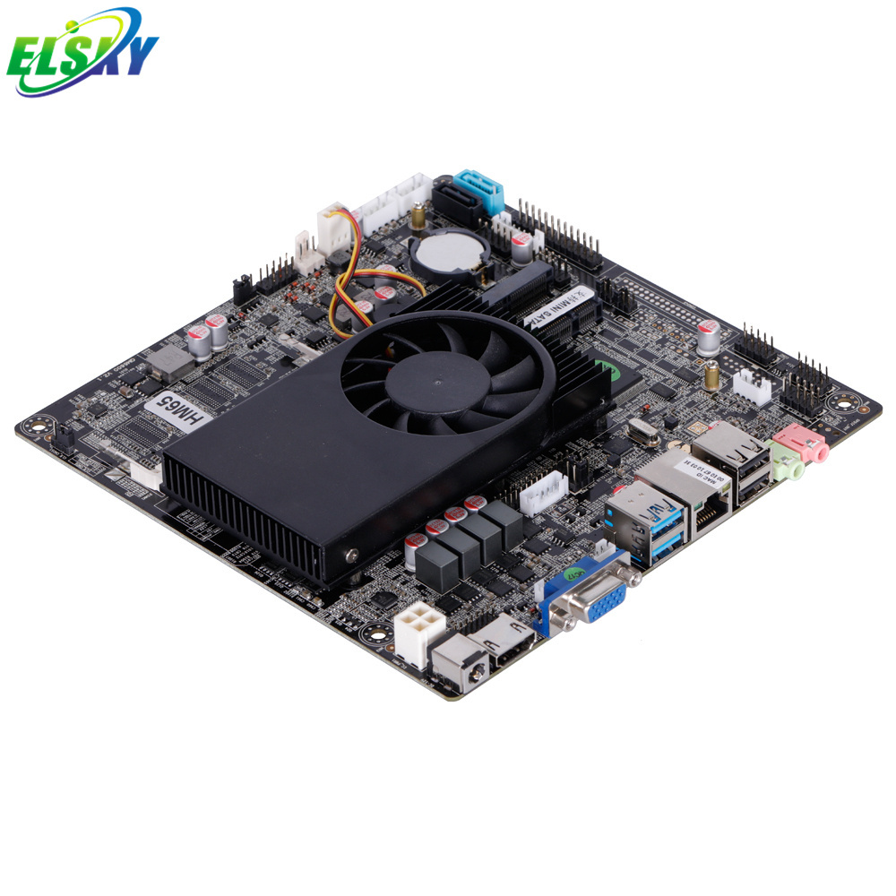 ELSKY-QM6600 Hot sale  DC 12V Mini-ITX Motherboard with Intel 2th/3 i3 i5 i7 Gen VGA ddr3 motherboard cpu combo