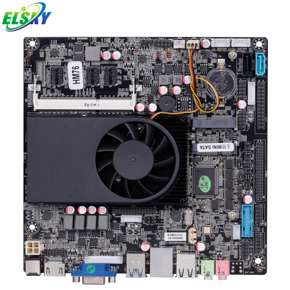 ELSKY-QM6600 Hot sale  DC 12V Mini-ITX Motherboard with Intel 2th/3 i3 i5 i7 Gen VGA ddr3 motherboard cpu combo