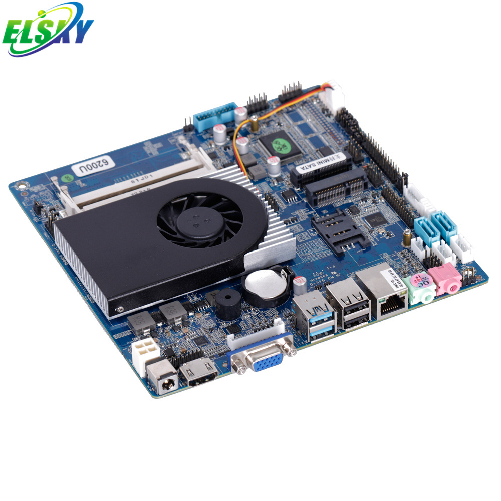 ELSKY lvds mini itx motherboard Cores I7-6500U 3.1GHz DDR3L  VGA (DVI)+LVDS MSATA SSD WIFI 3G three screens Mainboard with Fan